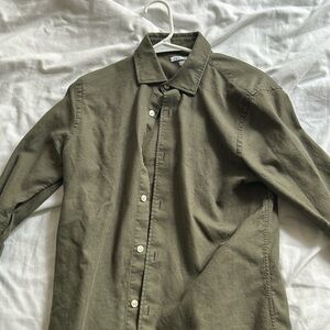 Slim Fit Olive Green Button Up